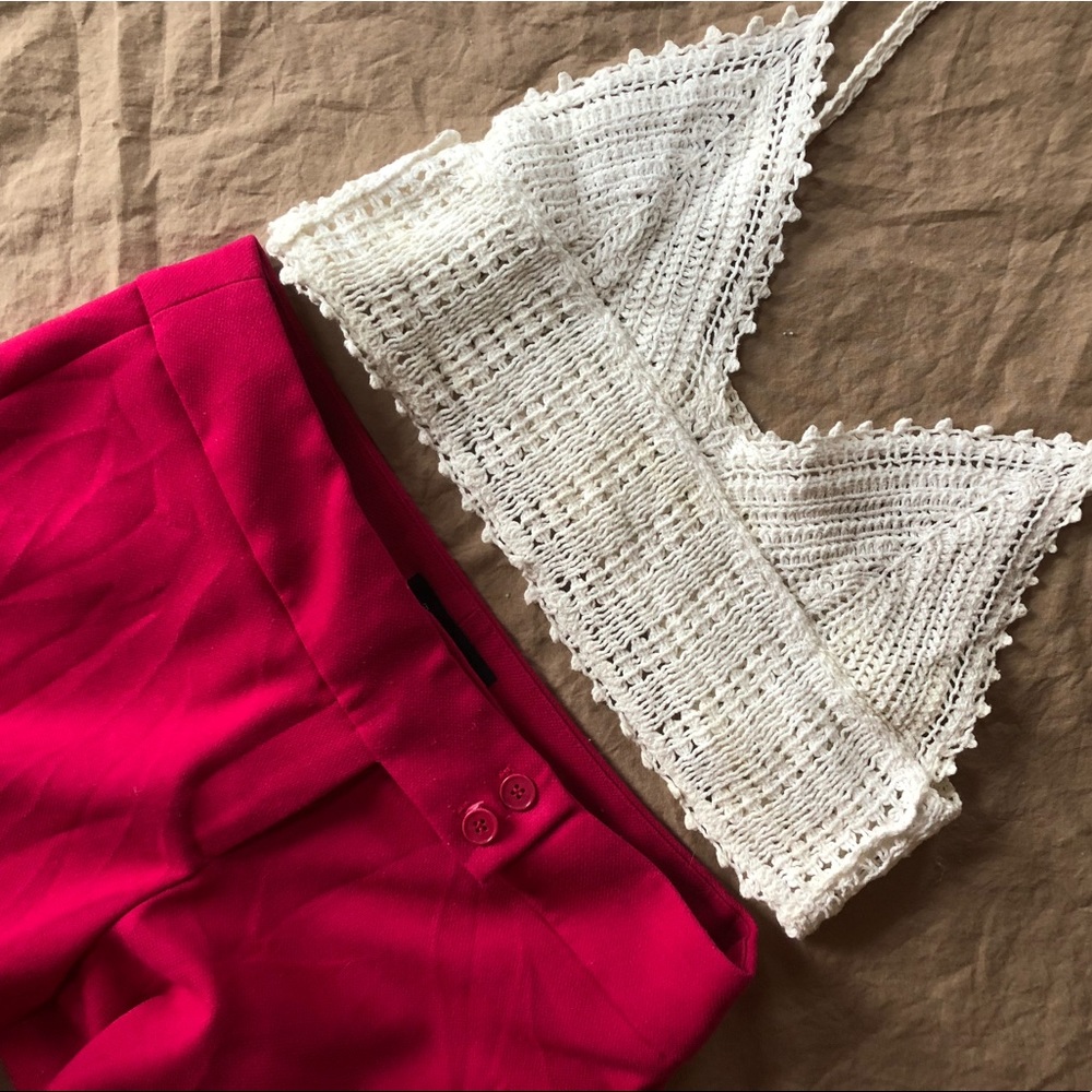 Pink Straight-Legged Ankle Pants